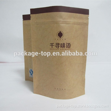 Degassing valve zip lock kraft paper coffee bags with valve